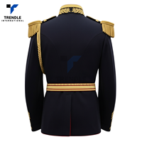 Veste d'uniforme de cérémonie sur mesure en mélange de laine/polyester avec broderie tressée dorée pour événements formels et tenues de fanfare