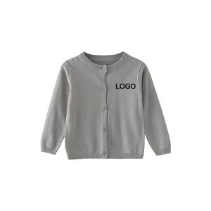 Cardigan en tricot de coton à manches longues et col rond boutonné pour garçons et filles, uniforme scolaire unisexe, veste pull - Product Image 1