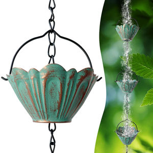 Chaîne de pluie décorative en aluminium noir pour gouttières, alternative au tuyau de descente, attrape-eau de pluie pour jardin extérieur – Vente en gros - Product Image 6