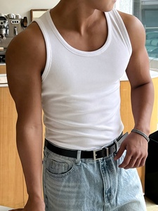Camiseta sin Mangas para Hombre, Corte Holgado, Secado Rápido, Transpirable, Poliéster/Algodón, Color Sólido, Ropa Deportiva para Fitness, Verano, Casual - Product Image 4