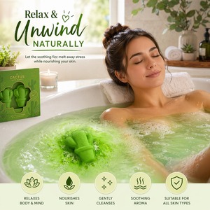 Bombas de Baño con Forma de Cactus, Naturales y Hechas a Mano, Diseño Personalizado y Lindo, Calidad de Exportación OEM - Product Image 5