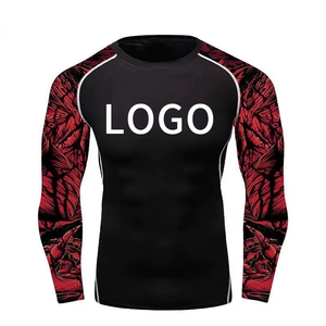 Men's Full Sleeve Rash Guard Black Blue <b>Flame</b> Print Quick Dry Spandex Polyester Compression <b>Shirt</b> - Product Image 6