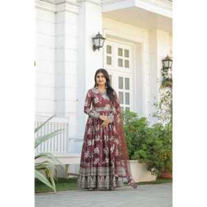 Conjunto de vestidos de noche Elegante vestido de fiesta con parte inferior y Dupatta para un aspecto elegante - Product Image 3