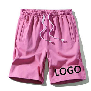 <b>Men's</b> <b>Red</b> Casual Knitted Cotton <b>Shorts</b> With Drawstring And Logo Print Mid Waist Breathable Pockets - Product Image 5