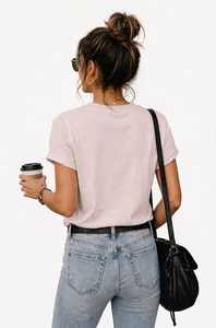 เสื้อยืดผู้หญิงฤดูร้อน สีกรมท่า ผ้าฝ้ายนุ่ม สวมใส่สบาย แขนสั้น ระบายอากาศได้ดี คุณภาพสูง ปรับแต่งได้ คอกลม พิมพ์ลายซิลค์สกรีน - Product Image 3