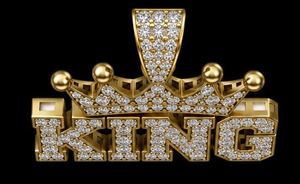 Gold Crown Letter Pendant Necklace <b>Iced</b> <b>Out</b> Diamond <b>Chain</b> Jewelry Unisex Gift Party Wear Custom Mould Service - Product Image 4