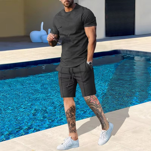 Ensemble de 2 pièces avec logo personnalisé, tenues décontractées pour hommes, t-shirt à manches courtes et short, ensemble de 2 pièces, <span class=keywords><strong>vêtements</strong></span> d'été - Product Image 5