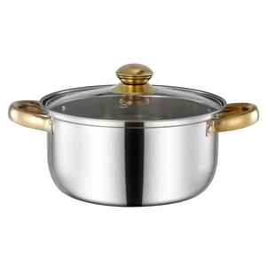 Olla para Sopa Antiadherente con Diseño de Madera y Tapa de Vidrio, Compatible con Inducción, Utensilios de Cocina de Aluminio - Product Image 5