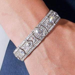 Pulsera Clásica de Plata 925 con Dijes, Diseño Geométrico de Moissanita Marquise con Engaste de Bisel, Joyería Unisex de Moda para Regalo de Boda - Product Image 2