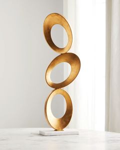 Escultura Geométrica Moderna Dorada, Pieza de Arte Abstracta para Decoración del Hogar, para Exhibición en Mesa de Sala de Estar - Product Image 1