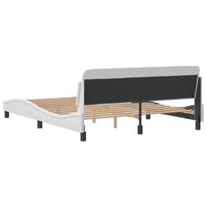 Base de Cama Queen de Madera de Pino Macizo y Contrachapado con Tapicería de Cuero Sintético Blanco y Metal, Cama Tapizada Tamaño Queen - Product Image 6