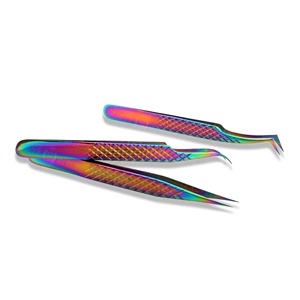 Pinces à cils courbes et droites multi-ensembles de haute précision, outils professionnels pour extensions de cils, en acier inoxydable pour les artistes de salon - Product Image 3