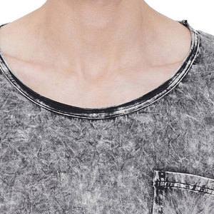 เสื้อยืดผู้ชายแบบฟอกสี 100% ผ้าฝ้าย ทรงลำลอง แขนสั้น เป็นมิตรกับสิ่งแวดล้อม ระบายอากาศได้ดี ขายส่ง รับสกรีนโลโก้ - Product Image 4