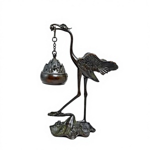 Quemador de incienso de latón con forma de grulla, soporte colgante |   Quemador de incienso decorativo ecológico para verano/primavera |   Decoración de Hogar de Lujo - Product Image 1