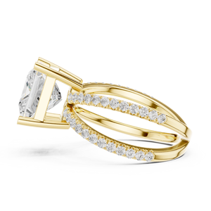 Anillos Clásicos de Compromiso, Boda y Aniversario con Doble Aro, Diamante Cultivado en Laboratorio IGI de Corte Princesa de 3.5 CT E VS1, Anillo de Oro Sólido de 14K - Product Image 2