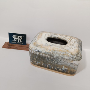 Caja de pañuelos moderna de resina con textura de mármol para baño, cubierta decorativa de lujo para servilletas, decoración del hogar - Product Image 1