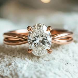 Anillo de Compromiso y Boda de Plata de Ley 925 con Moissanita de Corte Ovalado, Chapado en Oro, Anillo Brillante y Elegante - Product Image 3