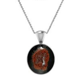 Premium 925 Sterling Silver Silver Plated Fine Pendant Charm Geode Gemstone Pear Marquise Oval Cab Spring <b>Lock</b> Bezel Setting - Product Image 2