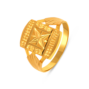 Anillo de Sello Geométrico de Estrella para Hombre en Oro de 18K de Lujo, Cara Rectangular, Joyería Fina Hecha a Mano, Regalo Personalizado para Aniversario de Bodas - Product Image 1