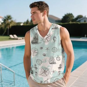 เสื้อกล้ามออกกำลังกายคอวีแบบกำหนดเองสำหรับผู้ชาย ระบายความชื้นได้ดี น้ำหนักเบา ไม่มีแขน เหมาะสำหรับออกกำลังกาย วิ่ง และฝึกซ้อม - Product Image 1