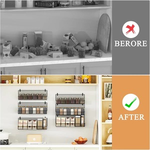 Multi Tier Wall Mounted Black Metal Spice Organizer Ideal For <b>Kitchen</b> Essentials And Condiment <b>Storage</b> Wholesale From India - Product Image 3