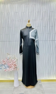 Hot Sale <b>Arabic</b> Kandora Modern Stand Collar Abaya Long Sleeve Solid Modest <b>Dress</b> <b>Man</b> Cotton Ankle Length Loose Ramadan Prayer - Product Image 6