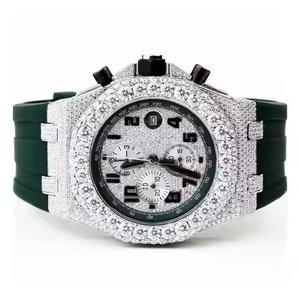 Reloj de Diamantes Moissanite Plateado Personalizado OEM para Hombre y Mujer, Corte Brillante Redondo, Automático, de Lujo, Estilo Hip Hop, de Fábrica - Product Image 4