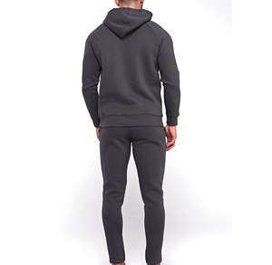 Survêtement Premium Homme Gris Foncé à Capuche, Couleur Unie, Coupe Droite, avec Poches Latérales et Cordon de Serrage, Idéal pour l'Automne - Product Image 5