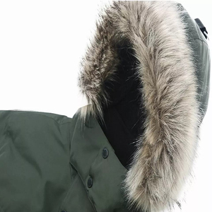Parka à capuche pour homme, couleur unie, longueur standard, en coton respirant, fermeture éclair, vêtement d'extérieur décontracté, garniture en fourrure épaisse - Product Image 5