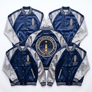 Chaqueta Bomber de Satén al por Mayor con Cremallera, Mangas Raglán, Color Ciruela Oscuro, Bordado en la Espalda con Esfera Celestial Dorada y Motivo Astronómico, Estilo Universitario - Product Image 6