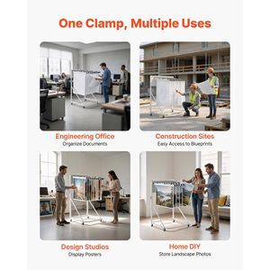 Mobile Blueprint Storage Rack 6 Pack 24 Inch Adjustable Aluminum <b>Clamps</b> Steel <b>Frame</b> with 4 Wheels - Product Image 6