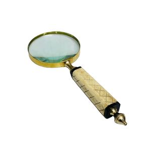 Lupa de 4'' con mango de hueso hecho a mano y marco de latón |   Lupa de Lectura e Inspección de Vidrio Óptico - Product Image 1