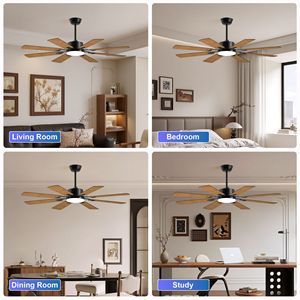 Ventilateur de plafond 52 pouces avec lumières, télécommande, 8 pales en contreplaqué, 6 vitesses, moteur DC silencieux et réversible, 3 CCT - Product Image 6