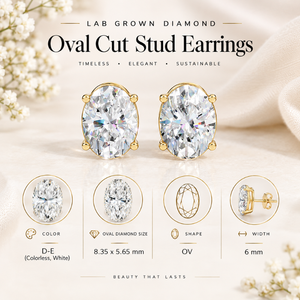Pendientes de Diamantes Cultivados en Laboratorio con Corte Ovalado Premium |   Joyería Fina de Oro de 18K para Mujer |   Elegantes y Lujosos Broches de Novia y de Moda al por Mayor - Product Image 5