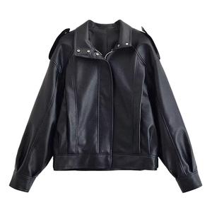 Chaqueta de Cuero Negra de Manga Larga, Estilo Otoñal, para Motocicleta, Marca Tamda International, Transpirable, Tallas Grandes, Personalizable para Equipos - Product Image 1