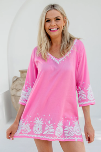 Blusa Estilo Vintage Boho, Manga Corta, Verano, Algodón Orgánico, Túnica Hecha a Mano, Bordado Mexicano, Ecológica, para Mujer - Product Image 5