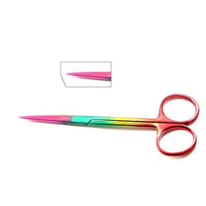 กรรไกรตัดเนื้อเยื่ออริสแบบแมนนวล สแตนเลส ปลายแหลม ด้ามจับสีดำ แบบตรงและโค้ง 10 ซม. สำหรับการผ่าตัดตา - Product Image 1