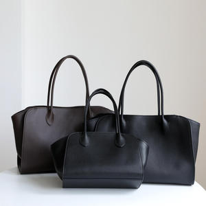 Genuine Leather Tote Bag Solid Color Minimalist Style Zipper Closure <b>Large</b> Capacity <b>Handbag</b> for Women Daily Use All Seasons - Product Image 3