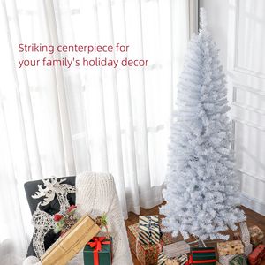 Albero di Natale a Matita Pre-Illuminato da 1,8 m con 618 Punte Luminose Bianco Caldo, Decorazione Bianca per Interni Casa e Feste, Supporto Incluso - Product Image 4