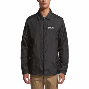 Veste coupe-vent blanche à capuche pour homme, imperméable, respirante, en polyester, style décontracté, avec logo imprimé sur le devant, style printemps - Product Image 1