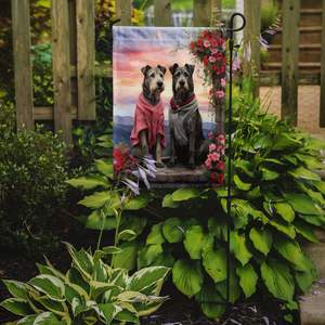 Deux coeurs lévrier irlandais multicolore drapeau de jardin boîte aux lettres décorative et bannière de cour de patio pour illustration de parterres de fleurs - Product Image 2