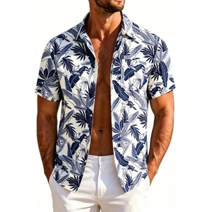 Camisa Hawaiana para Hombre, Manga Corta, con Botones, Estampado Tropical, Camisa Informal para Vacaciones en la Playa, Fiesta de Verano - Product Image 1
