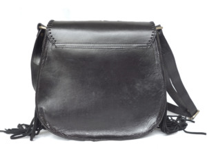 Genuine Leather Vintage Crossbody <b>Bag</b> with Embroidery Pattern Tassel Fringes Single Strap - Product Image 3
