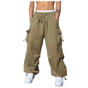 Pantalones Cargo Unisex Verde Oliva con Calefacción, Tallas Grandes, Pierna Ancha, Cintura con Cordón, Ajuste Holgado, Transpirables, Estilo Urbano de Poliéster - Product Image 1