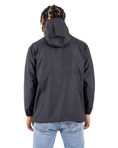 Chaqueta Anorak Negra Personalizada para Hombre, Cortavientos, con Capucha y Cierre de Cremallera, de Nailon Informal con Bolsillo Frontal, para Otoño - Product Image 2