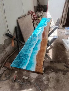 Coastal Wave Epoxy Console Table Beach Inspired Wood Resin Furniture Handmade Ocean Entryway Hallway Accent Table TIMELESS <b>CRAFT</b> - Product Image 3