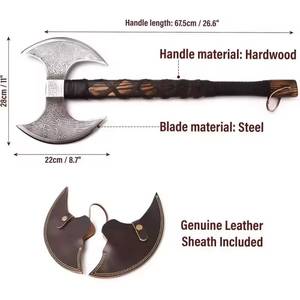 High Quality Industrial Grade Stainless Steel Viking <b>Axe</b> Customized Outdoor Double Head Ash Wood <b>Handle</b> 25-Inch Overall Felling - Product Image 5