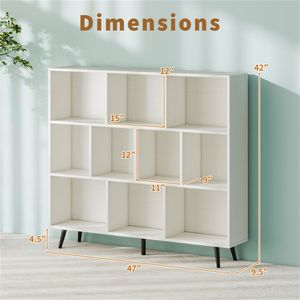 Libreria Moderna a 3 Livelli con 10 Cubi in Legno e 5 Gambe in Metallo per Soggiorno o Hotel, Organizzatore per Arredamento Casa - Product Image 2