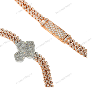 Chaîne cubaine en argent 925 plaqué or 7 mm 20 pouces, vente en gros, moissanite VVS, collier pour homme hip-hop trois tons glacé - Product Image 4