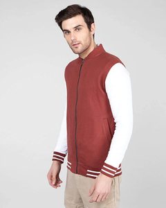 Custom Logo Premium Wool Chenille Embroidery Baseball Letterman <b>Jackets</b> <b>Men</b> Maroon <b>White</b> Leather Sleeve Varsity <b>Jacket</b> Stand - Product Image 2